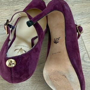 Vince Camuto Signature Plum Suede Pump with Gold Toe- Never Worn